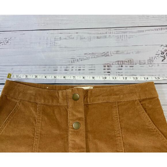 Altar'd State Corduroy Snap Front Mini Skirt Womens XS Camel Pockets Stretch - Picture 4 of 9